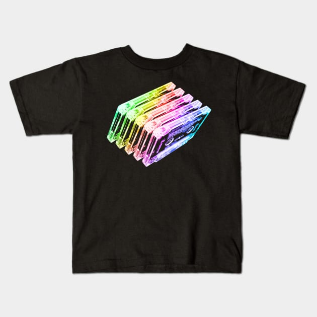 Cassette Tape Rainbow Kids T-Shirt by robotface